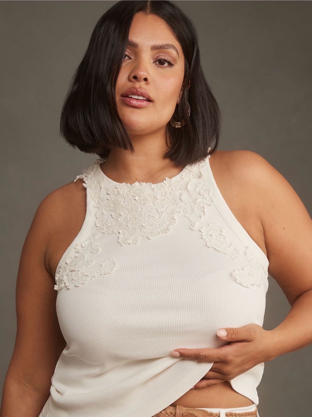 Anthropologie Pippah Lace Appliqué tank